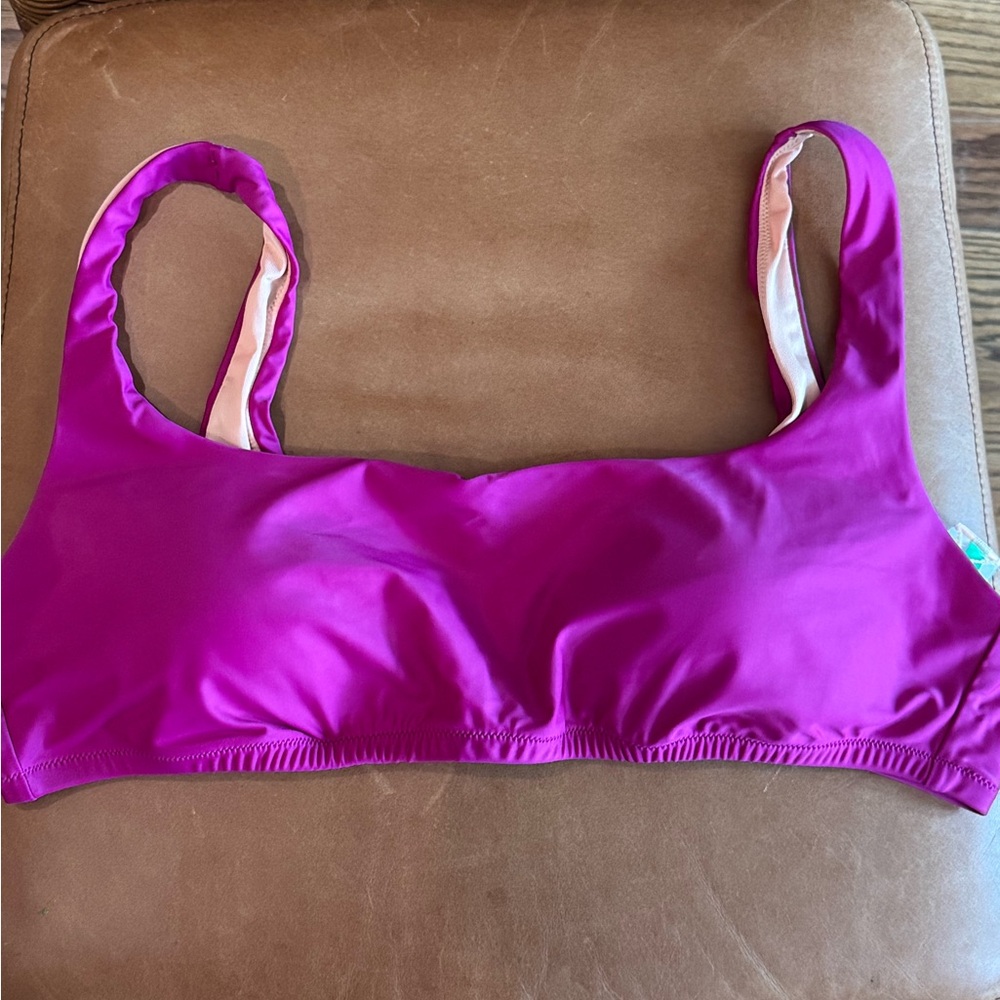 J. Crew magenta square neck bikini top